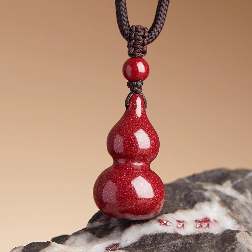 Cinnabar Gourd Pendant Necklace
