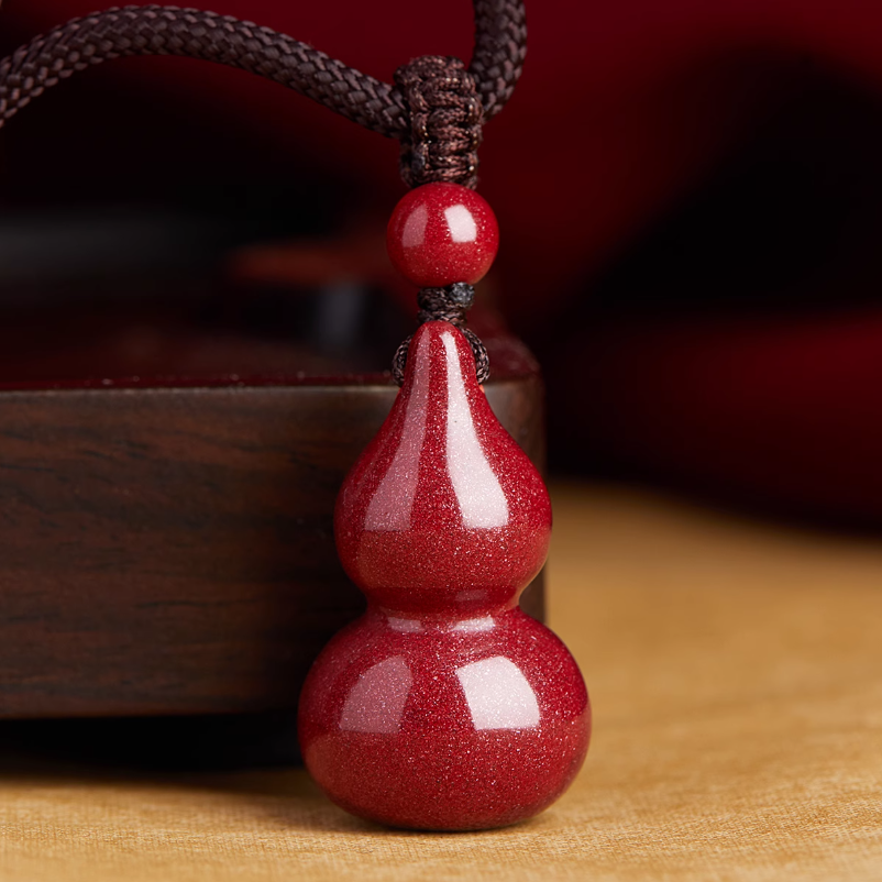 Cinnabar Gourd Pendant Necklace