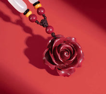 Cinnabar Rose Pendant Necklace - Bold Red Statement Necklace, Handcrafted Jewelry Gift for Women