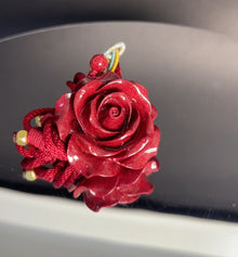 Cinnabar Rose Pendant Necklace - Bold Red Statement Necklace, Handcrafted Jewelry Gift for Women