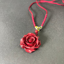 Cinnabar Rose Pendant Necklace - Bold Red Statement Necklace, Handcrafted Jewelry Gift for Women