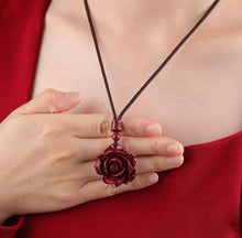 Cinnabar Rose Pendant Necklace - Bold Red Statement Necklace, Handcrafted Jewelry Gift for Women