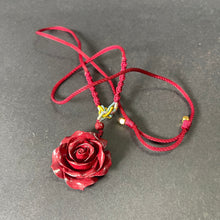 Cinnabar Rose Pendant Necklace - Bold Red Statement Necklace, Handcrafted Jewelry Gift for Women