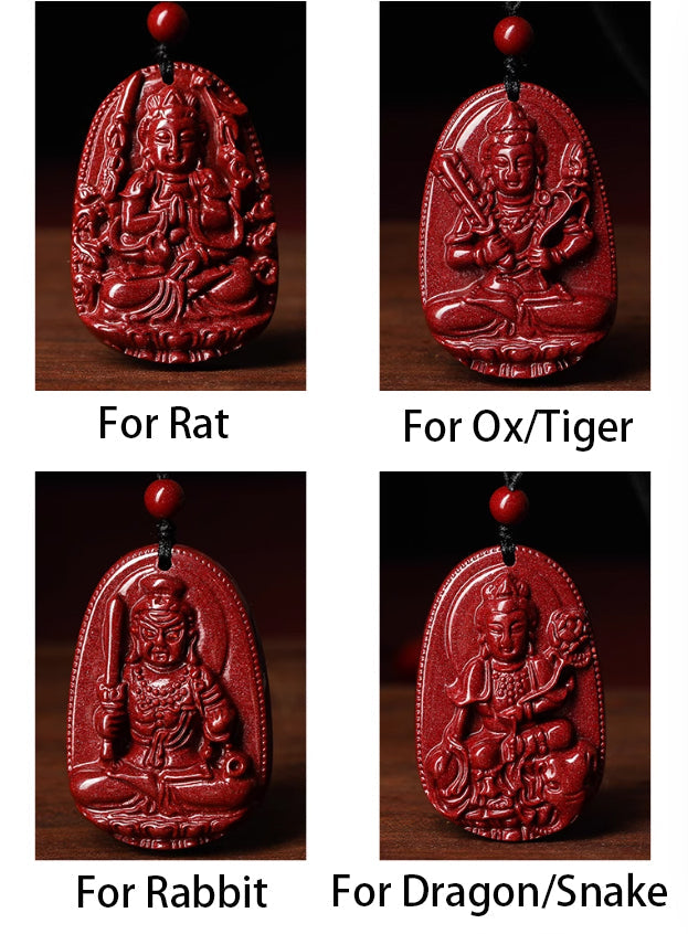 Authentic Cinnabar Zodiac Guardian Buddha Pendants