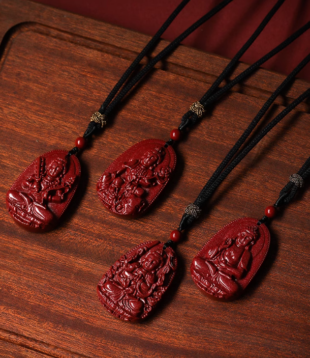 Authentic Cinnabar Zodiac Guardian Buddha Pendants