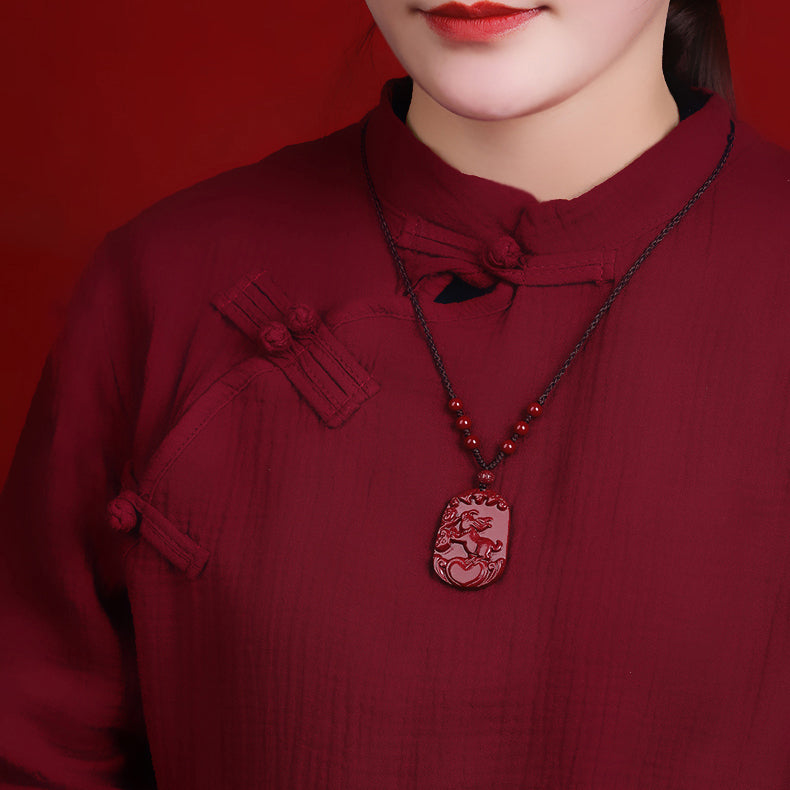 Hand-Carved Cinnabar Zodiac Pendants