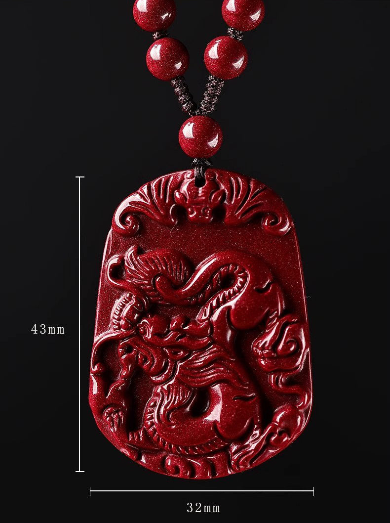 Hand-Carved Cinnabar Zodiac Pendants