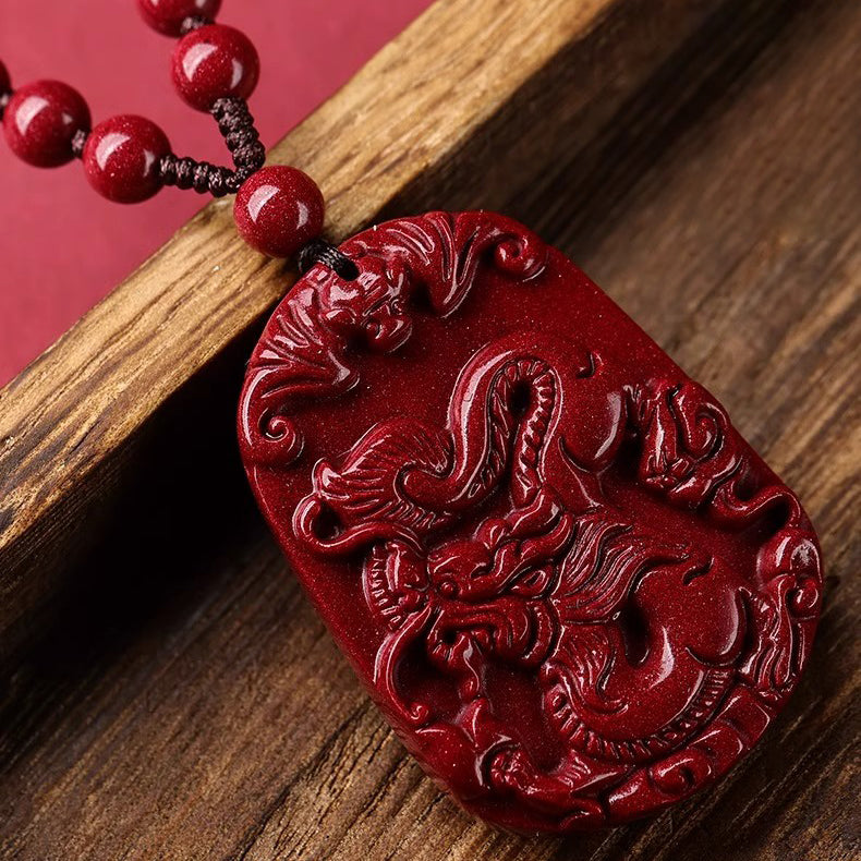 Hand-Carved Cinnabar Zodiac Pendants