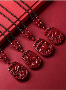 Hand-Carved Cinnabar Zodiac Pendants