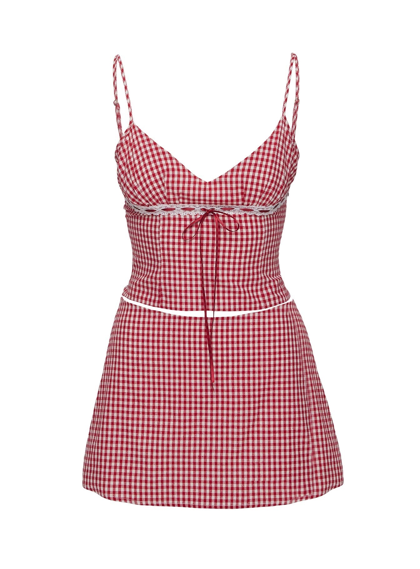 Daydreaming Gingham Set Red / White women's skirt set by Ellevoria