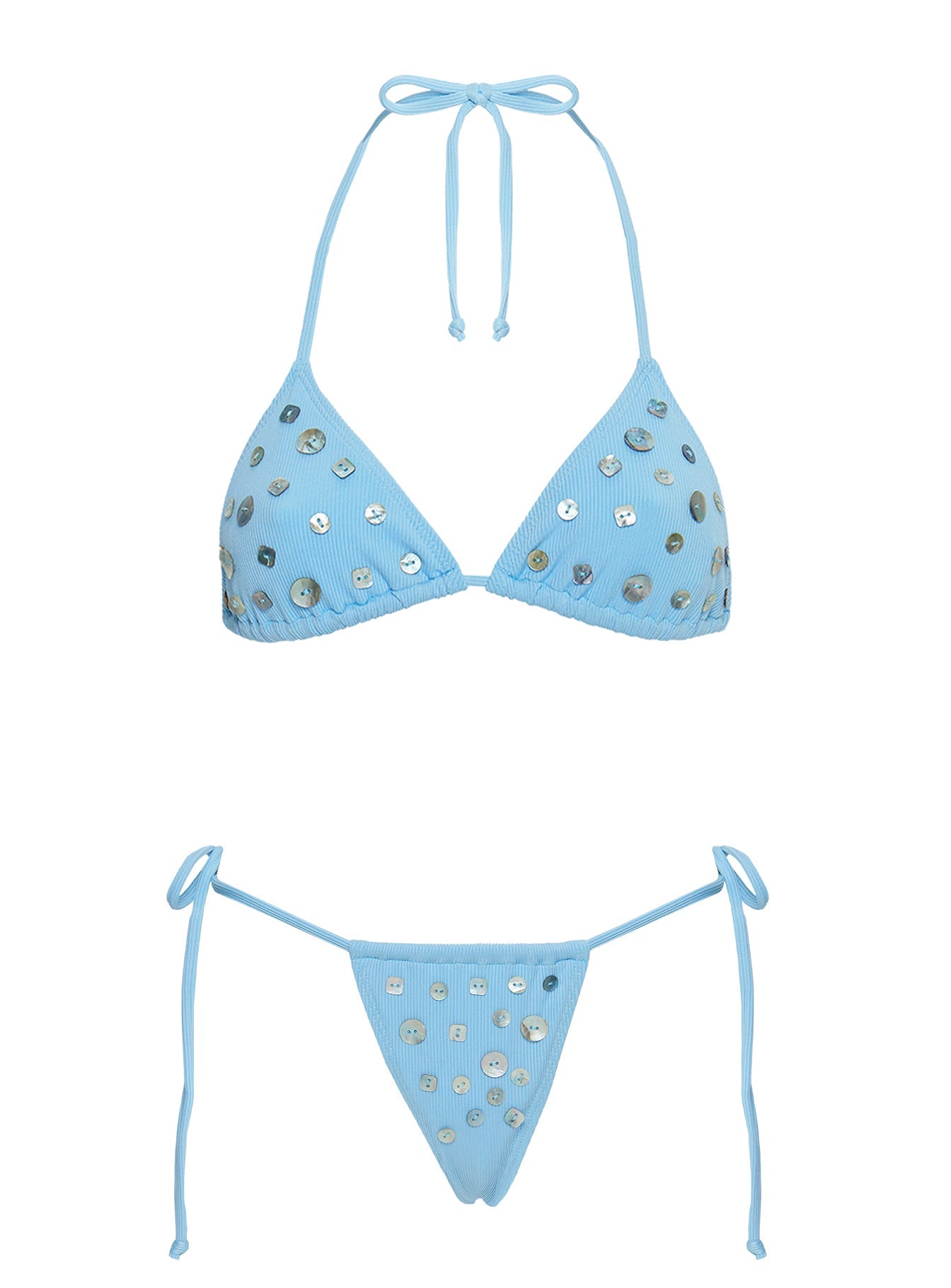 Delora Tie Side Cheeky Bikini Bottoms Blue women's matching set by Ellevoria