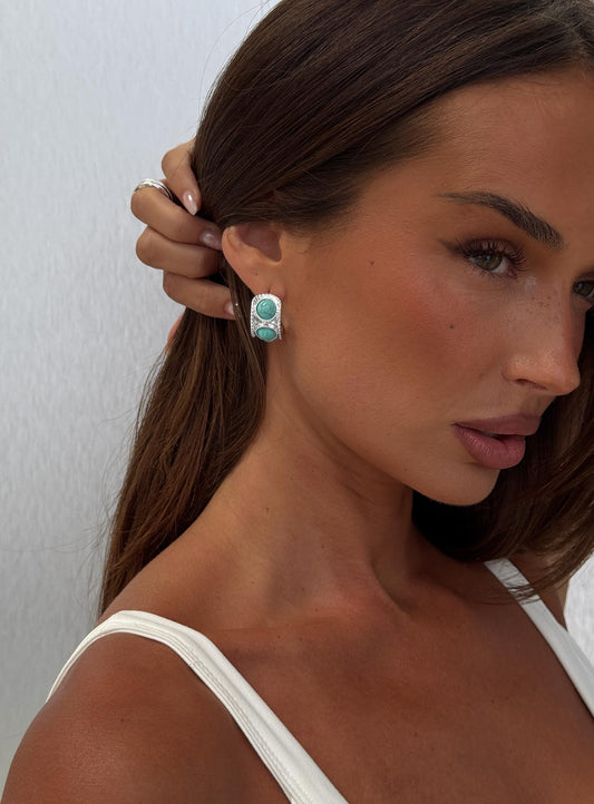 Endellion Hoop Earrings Silver / Turqouise women's earrings by Ellevoria