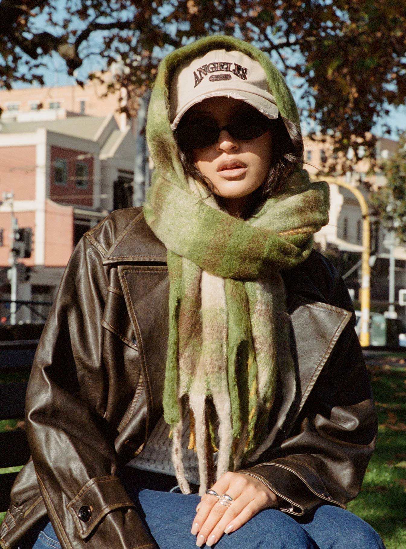 Eunoia Scarf Green / Brown women's accessory by Ellevoria