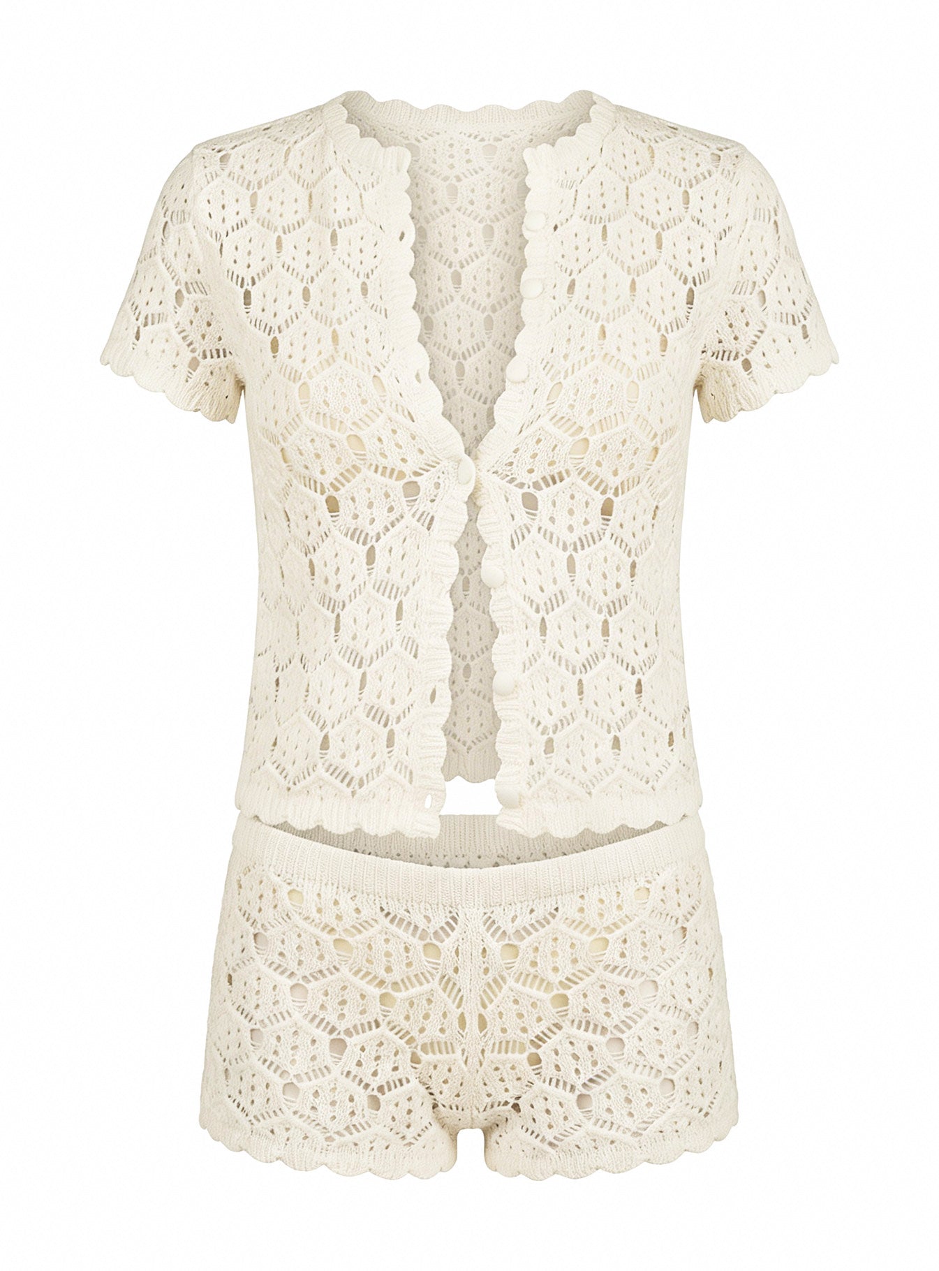 Sun Still Shines Crochet Set Cream women's two piece set by Ellevoria