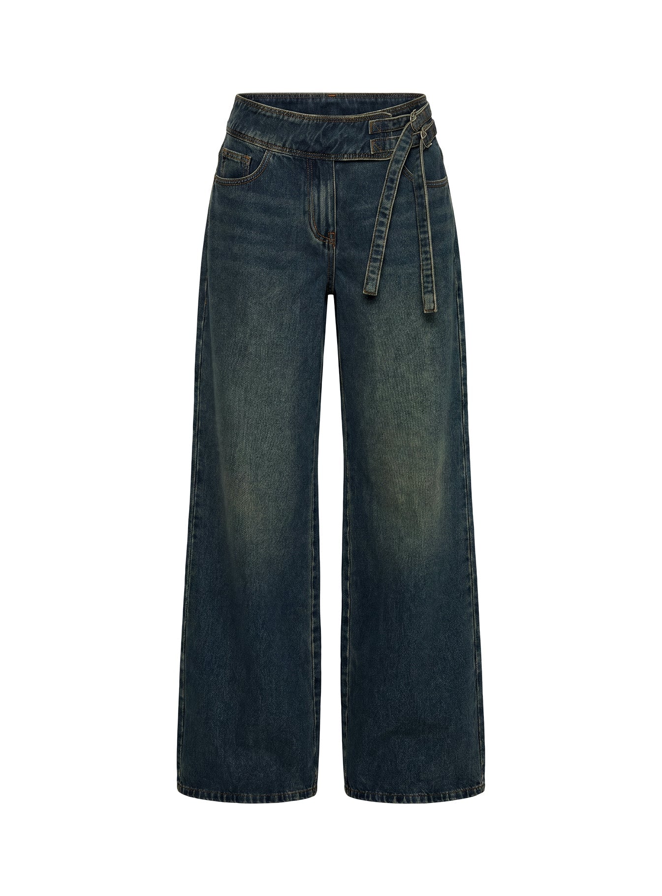 Boxie Mid Rise Wide Leg Jeans Vintage Wash women's denim jeans by Ellevoria