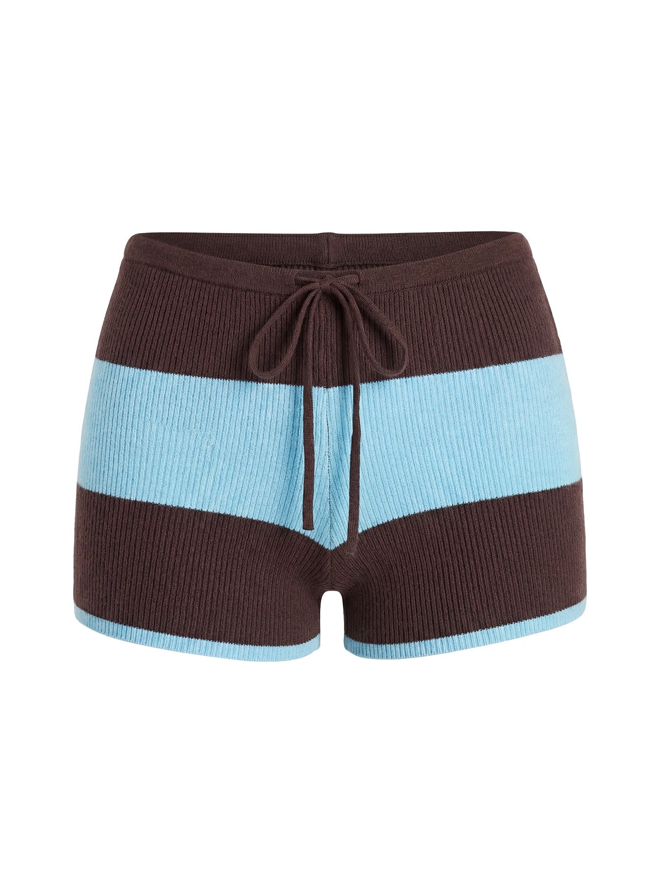 Ahani Low Rise Knit Shorts Blue / Brown women's two piece set by Ellevoria