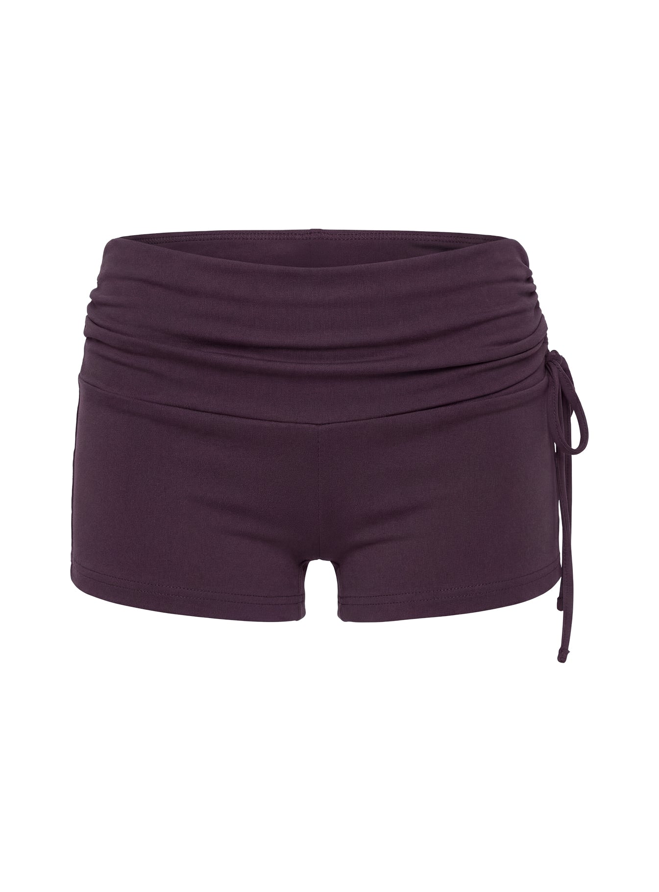 Daily Define Ruched Tie Side Micro Shorts Aubergine women's two piece set by Ellevoria