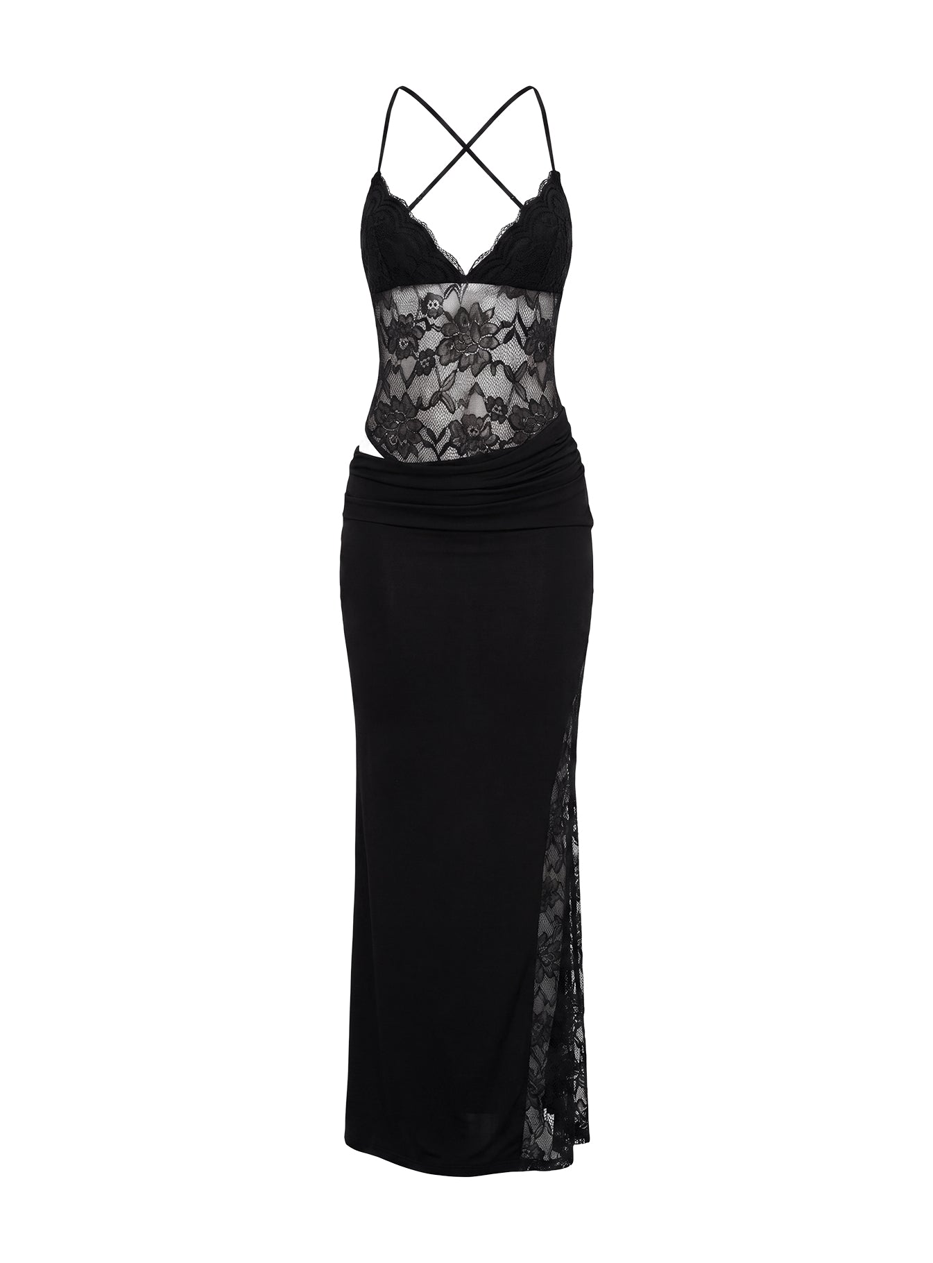 Chantella Lace Cut Out Maxi Dress Black - women's maxi dress by Ellevoria - view 11
