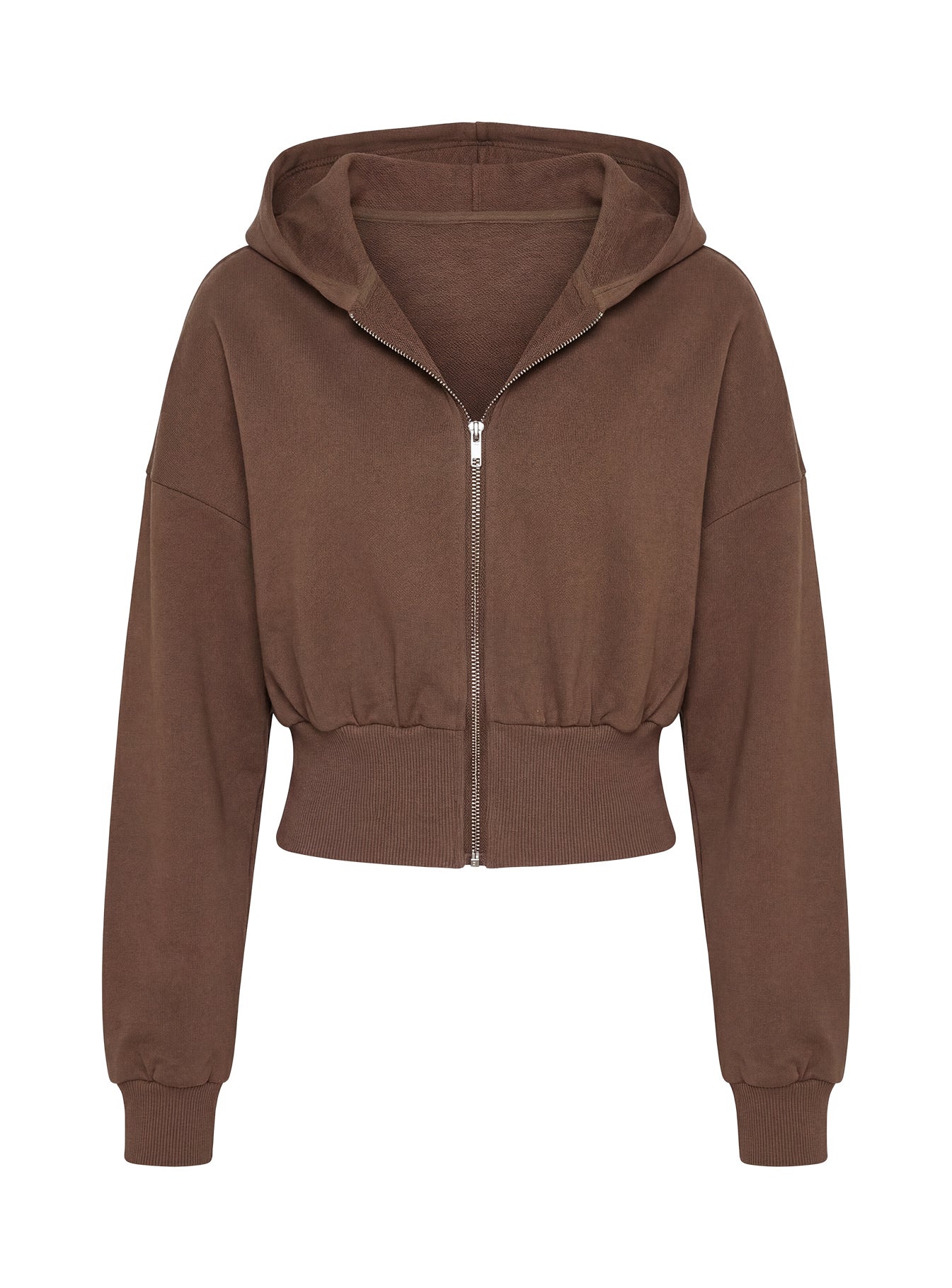 Daytime Cropped Blouson Hoodie Cocoa women's sweater by Ellevoria