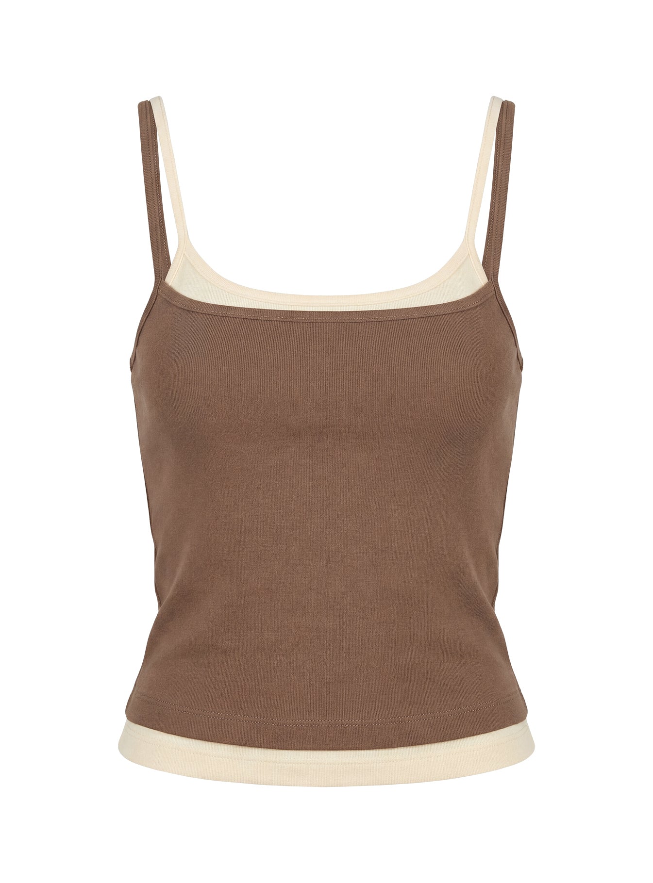Maeka Layered Jersey Tank Top Brown / Cream - women's top by Ellevoria - view 9