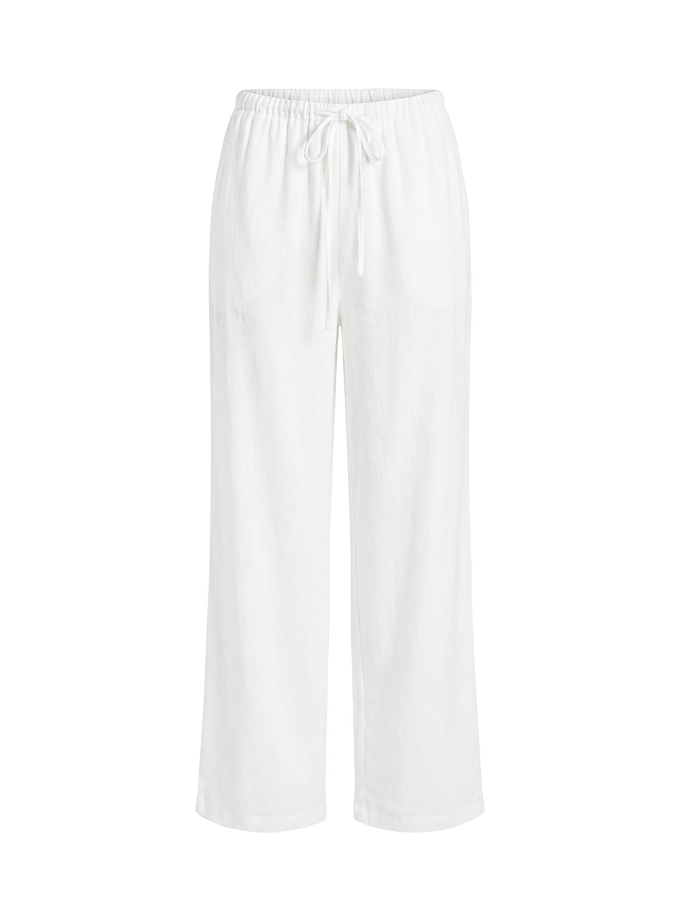 Parklea Linen Blend Pants White - loose fit women's bottoms by Ellevoria