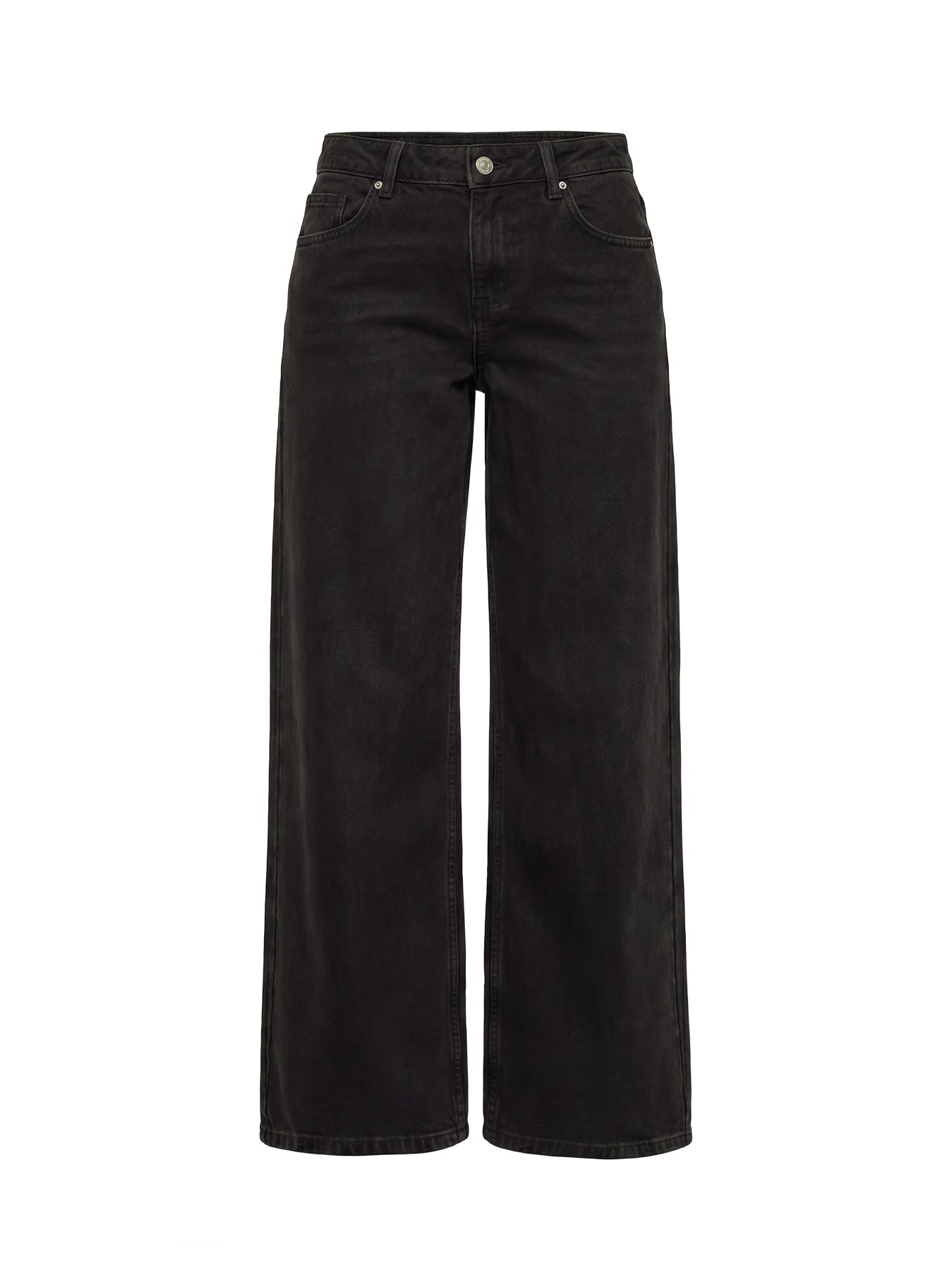 Ramos Low Rise Wide Leg Denim Jeans Washed Black women's denim jeans by Ellevoria