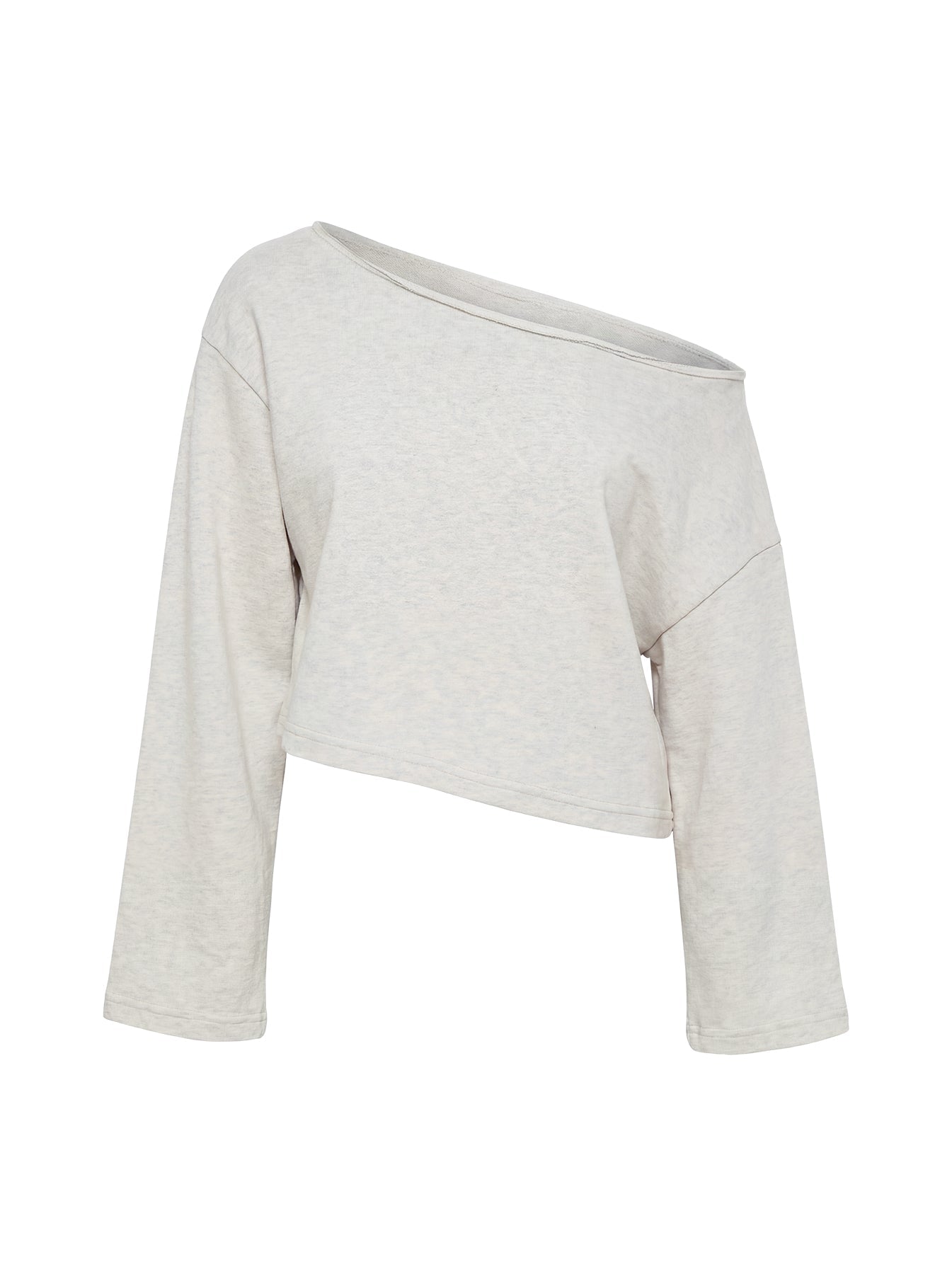 Retreat Raw Edge Off Shoulder Jumper Snow Marle women's sweater by Ellevoria