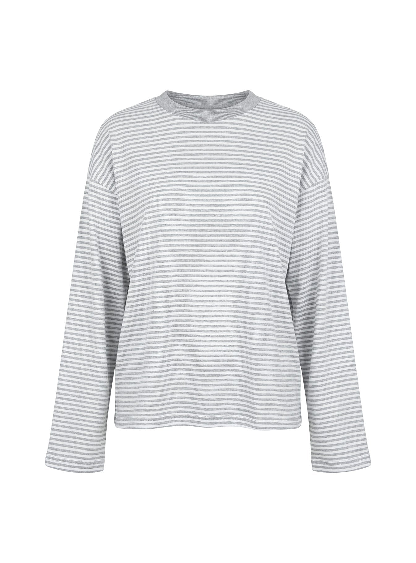 Settle Down Long Sleeve Top Grey / White Stripe women's two piece set by Ellevoria