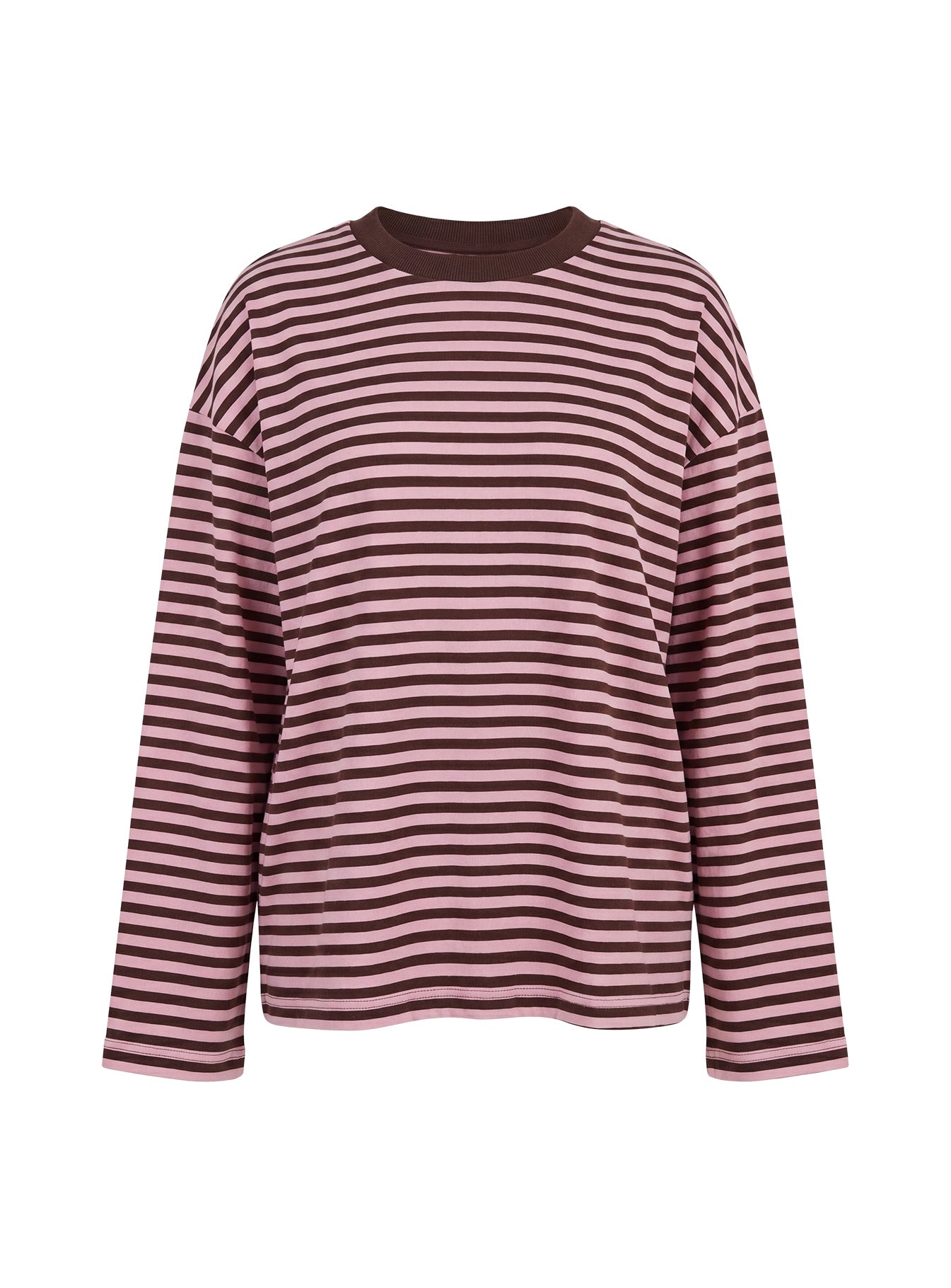 Settle Down Long Sleeve Top Pink / Brown Stripe women's two piece set by Ellevoria