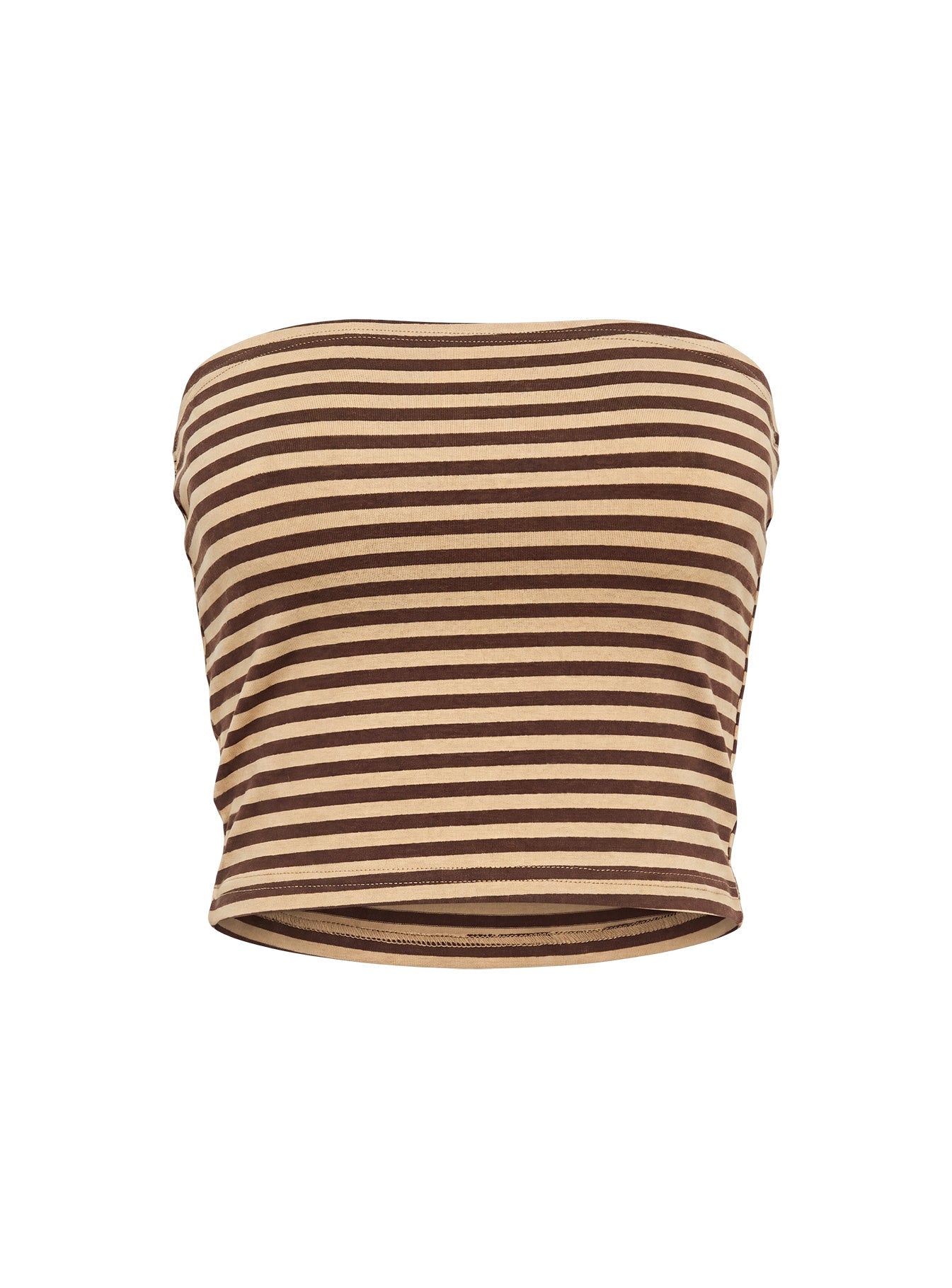 Timora Strapless Top Brown Stripe women's two piece set by Ellevoria