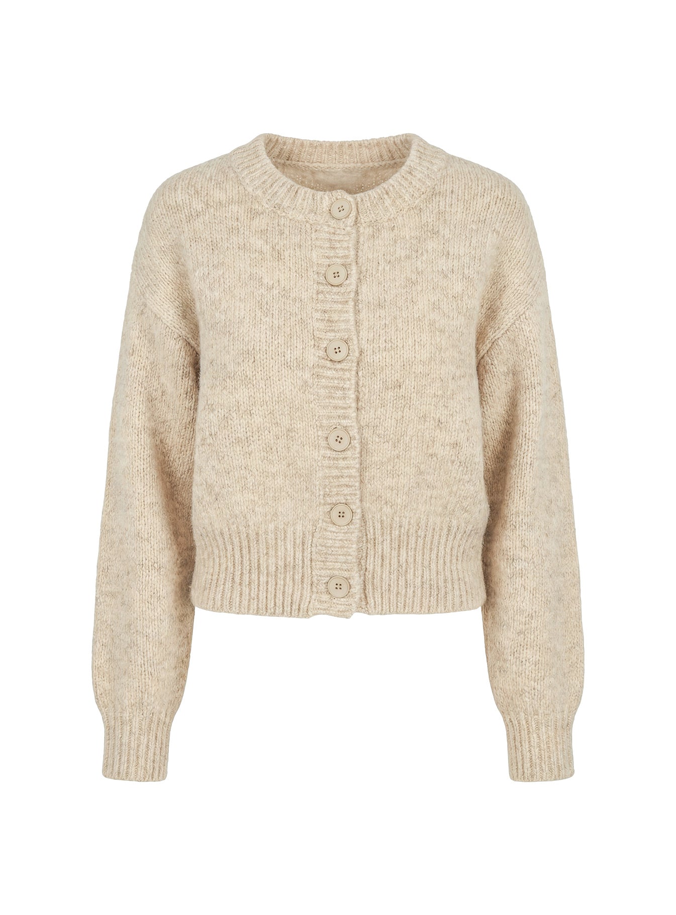 Trevonn Button Up Knit Cardigan Beige women's sweater by Ellevoria