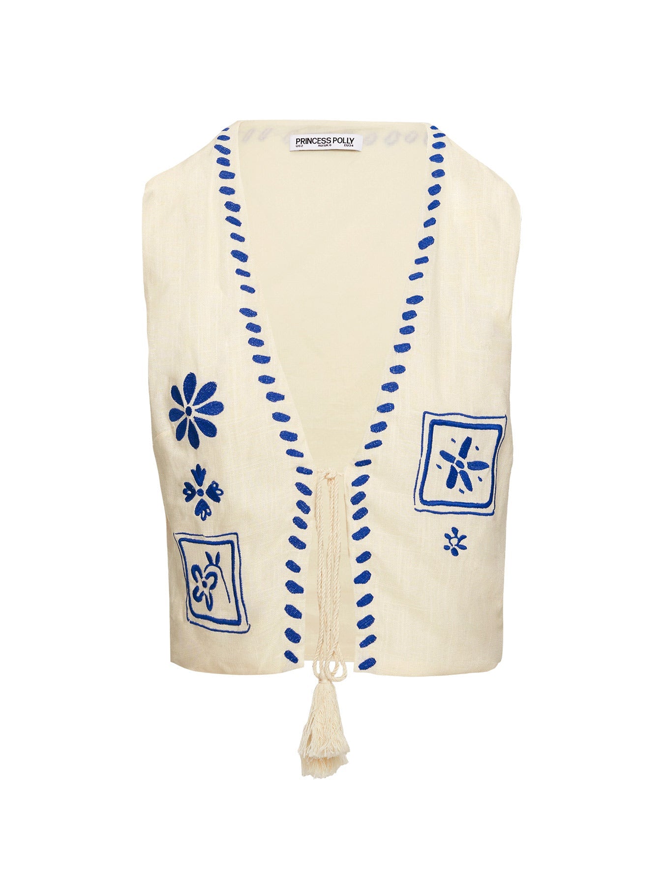Grazia Vest Top Cream / Blue women's two piece set by Ellevoria