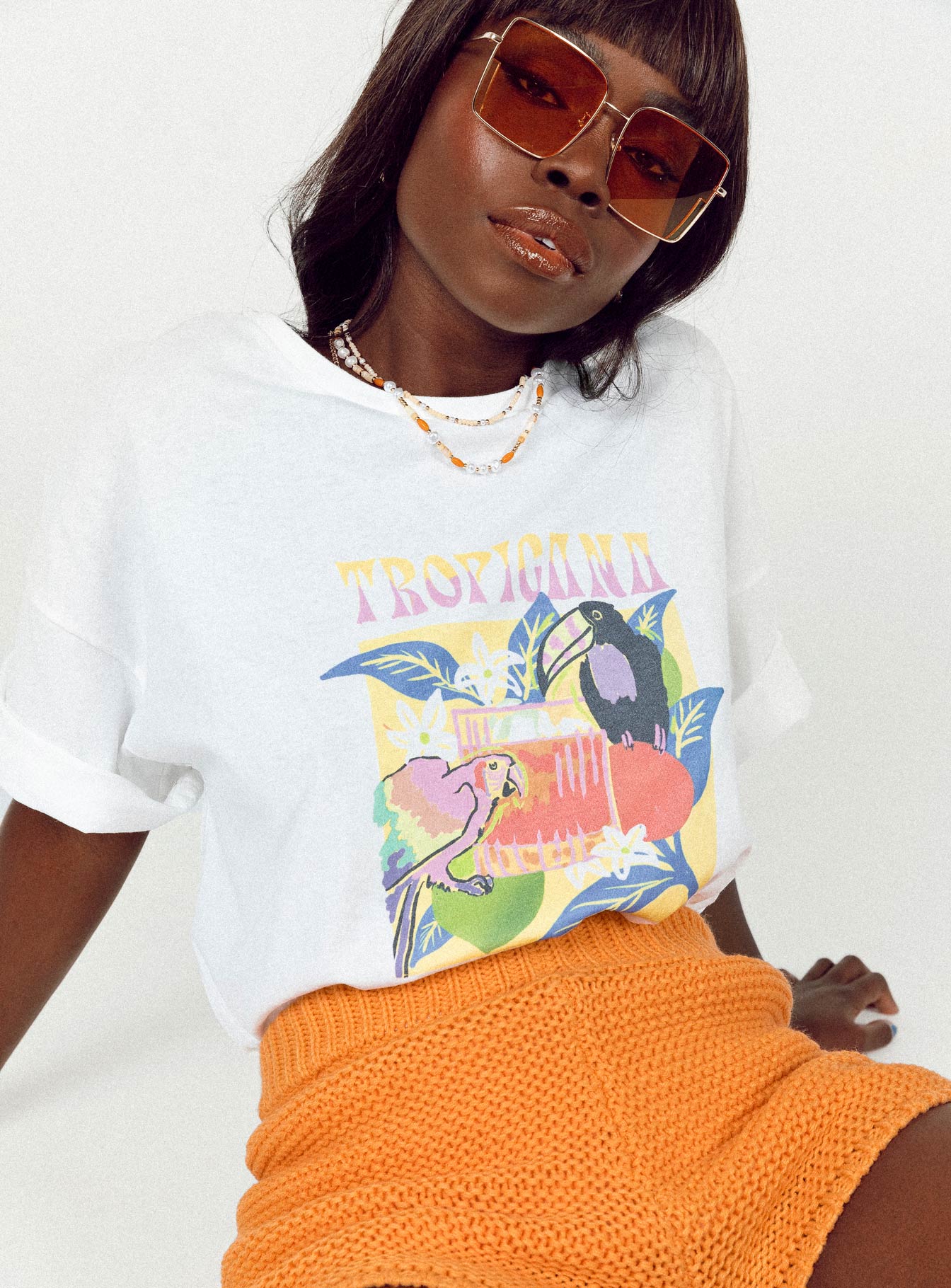 Tropicana Oversized Tee White - women's top by Ellevoria - view 2