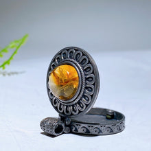 25mm Vintage Silver Metal Citrine Pendant