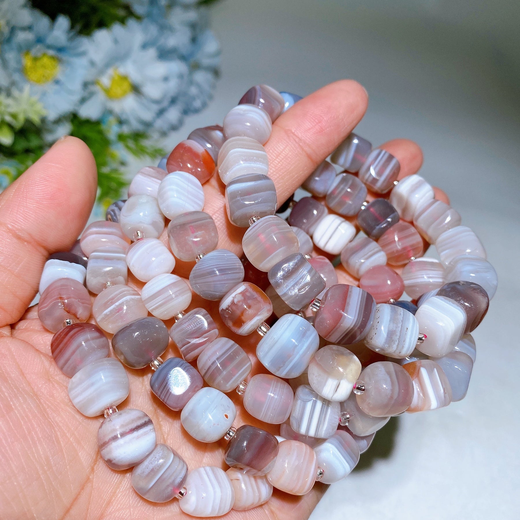 Lantern Faceted Natural Botswana Bracelet