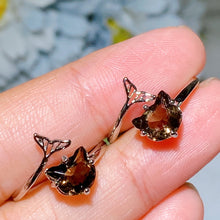 Copper Silver Plated Smoky Quartz Cat Head Ring