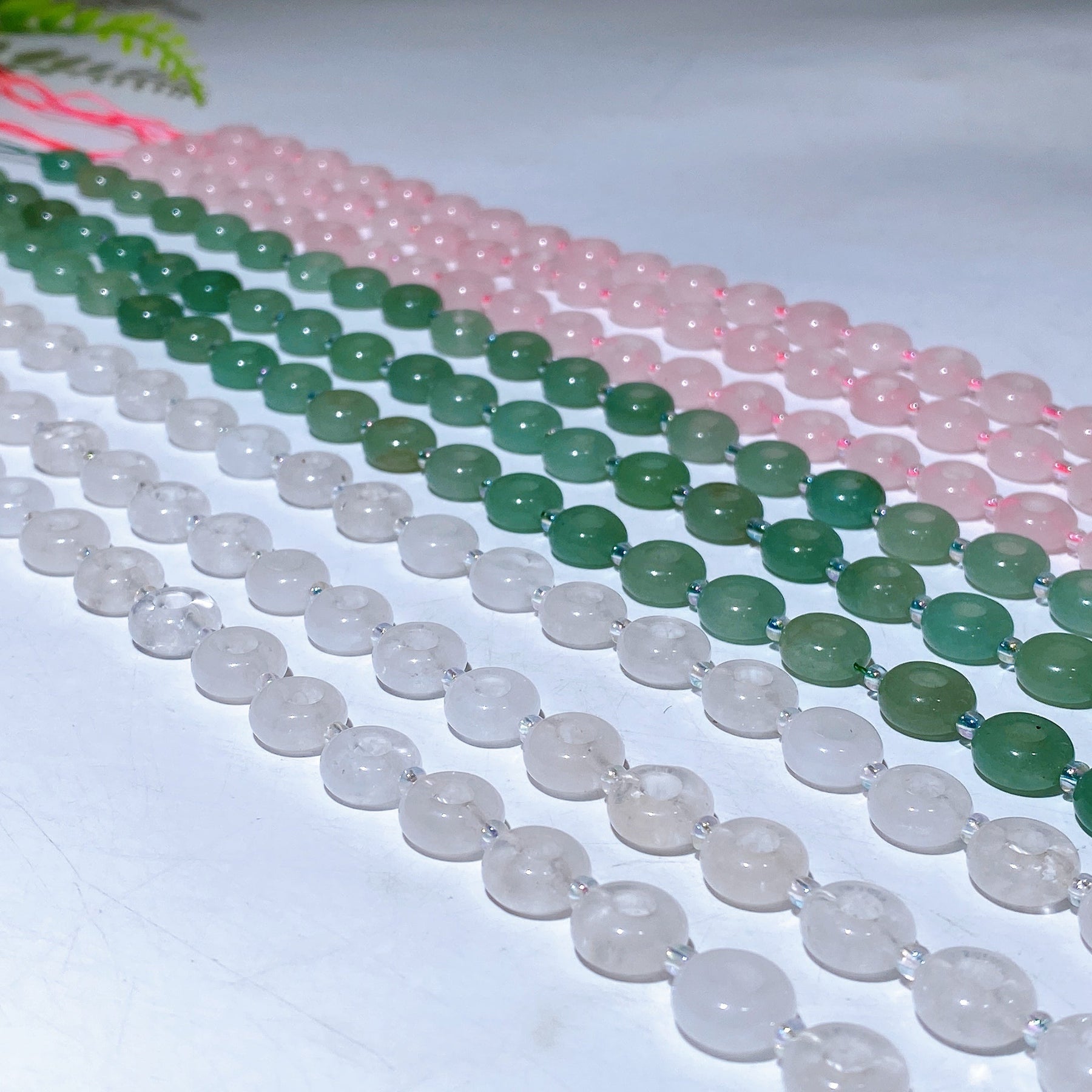 38cm Natural Crystal Drilled Donut Shape String