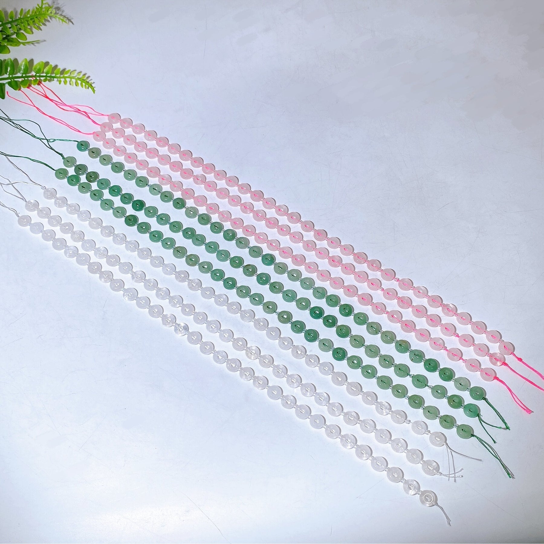 38cm Natural Crystal Drilled Donut Shape String