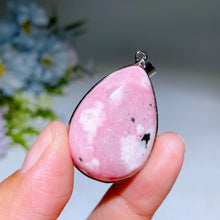 Copper Silver Plated Peru Rhodonite Drop Shape Pendant