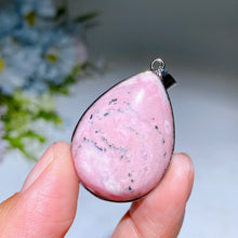 Copper Silver Plated Peru Rhodonite Drop Shape Pendant