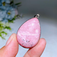 Copper Silver Plated Peru Rhodonite Drop Shape Pendant