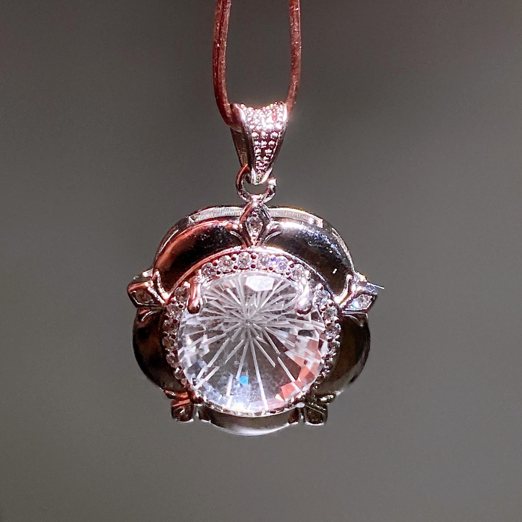 Copper Silver Plated Faceted Clear Quartz Pendant