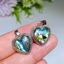 Copper Silver Plated Abalone Shell Heart Pendant