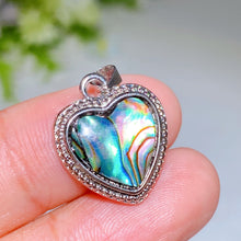 Copper Silver Plated Abalone Shell Heart Pendant