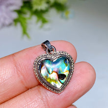 Copper Silver Plated Abalone Shell Heart Pendant