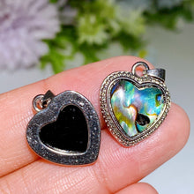 Copper Silver Plated Abalone Shell Heart Pendant