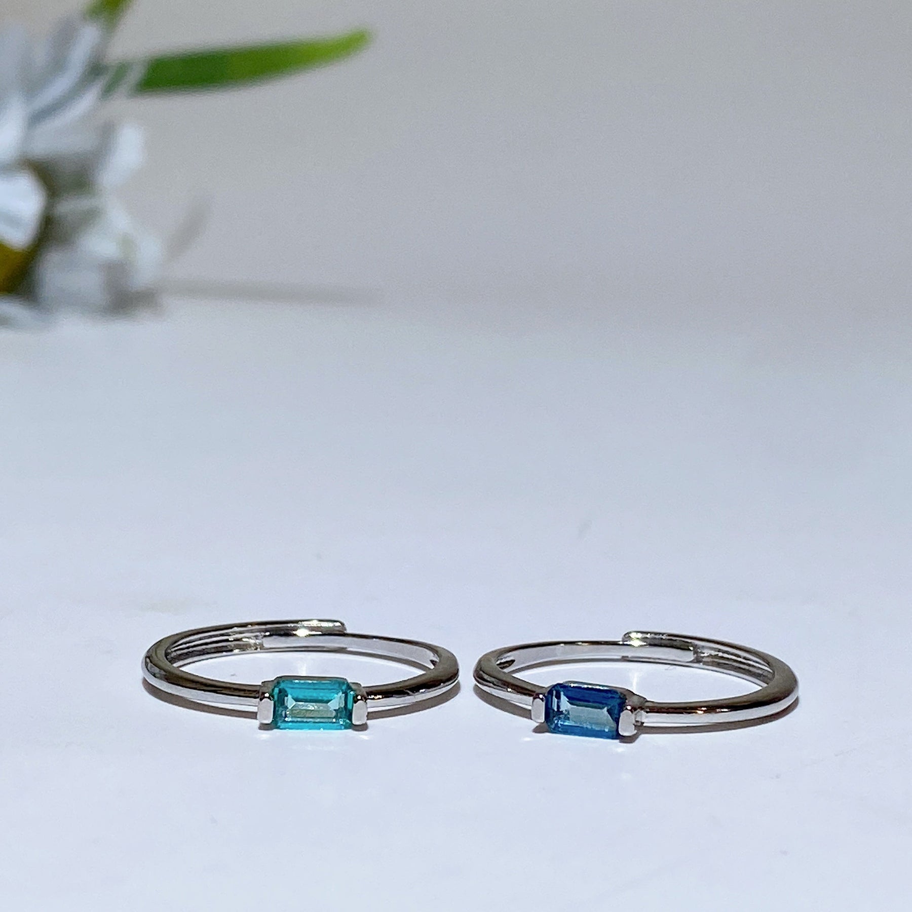 Copper Silver Plated Blue Topaz Ring