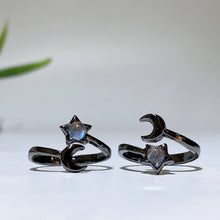 Madagascar Moonstone Moon & Star Ring