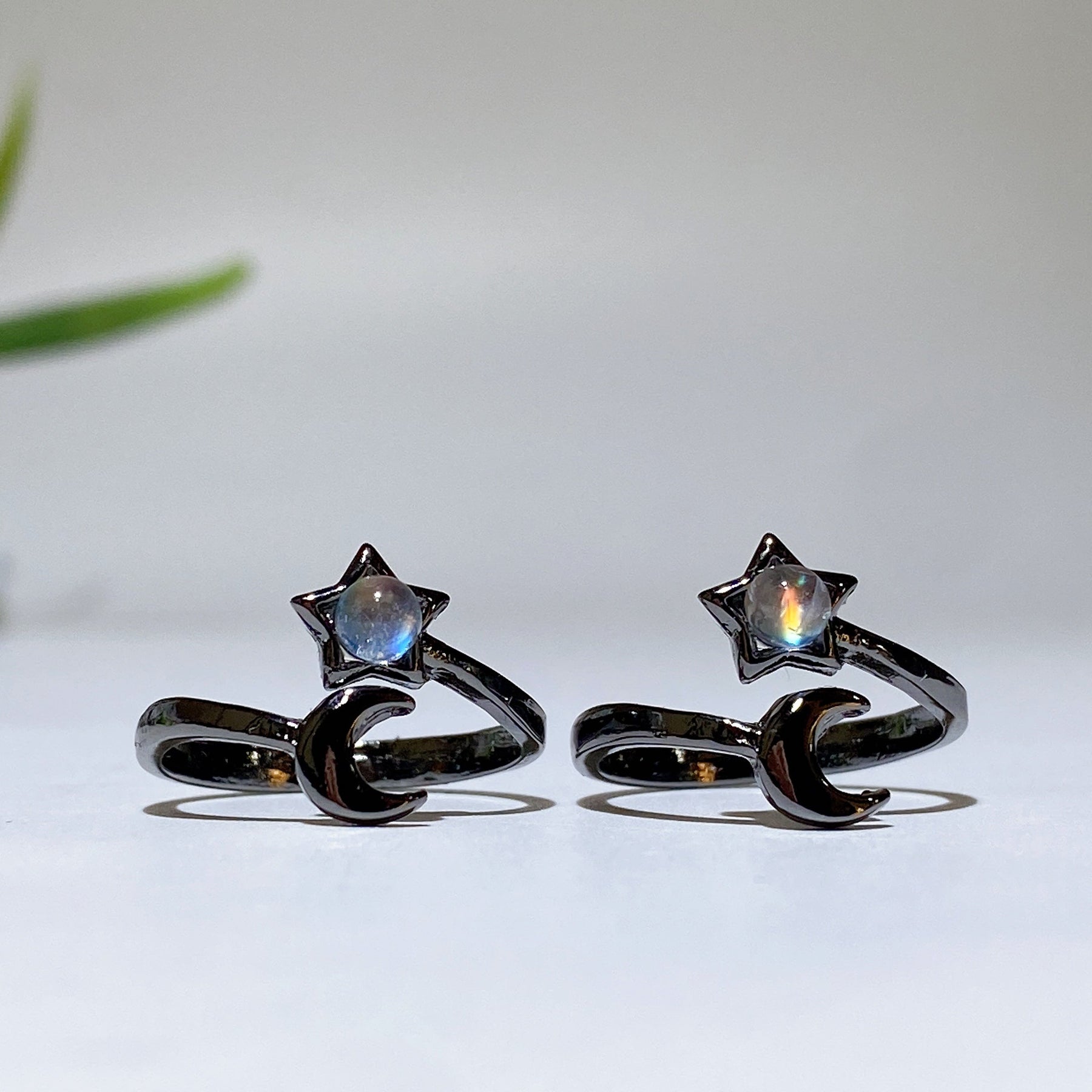 Madagascar Moonstone Moon & Star Ring