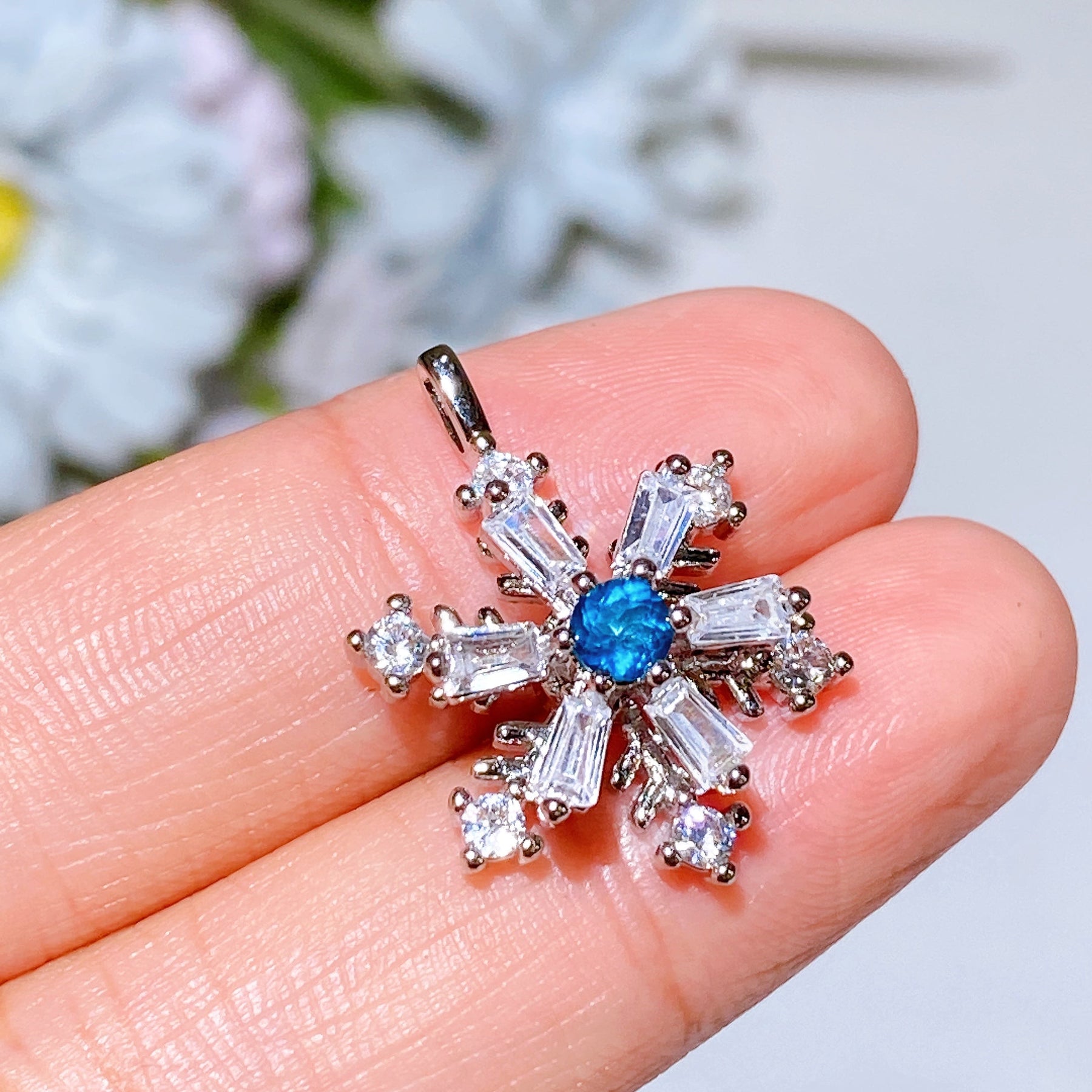 Copper Silver Plated Spinning Snowflake Pendant